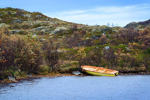 Lake Boat Near Bøstad
